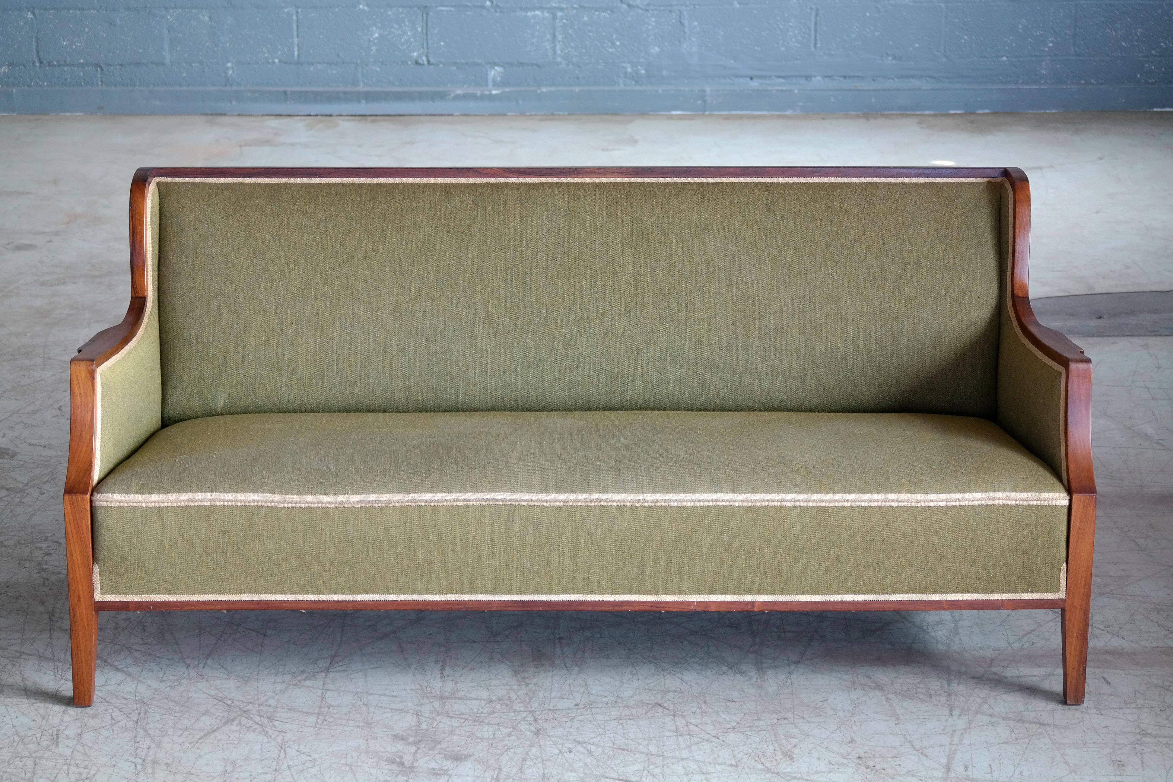 Mid-Century Modern Modern Danish 1950s Sofa with Rosewood Frame by Frits Henningsen