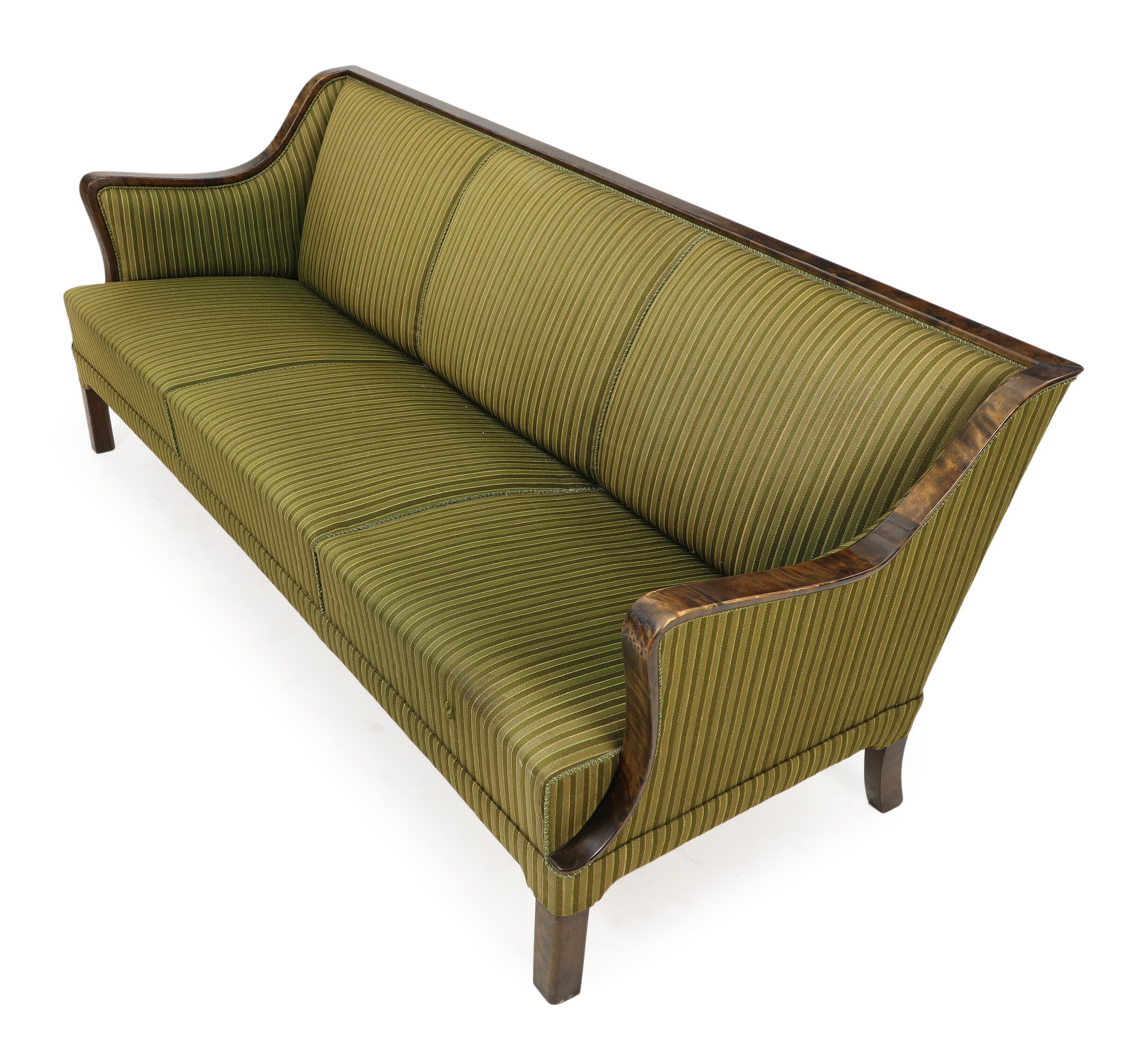 Mid-Century Modern Modern Danish 1950s Sofa with Stained Birch Frame by Frits Henningsen For Sale