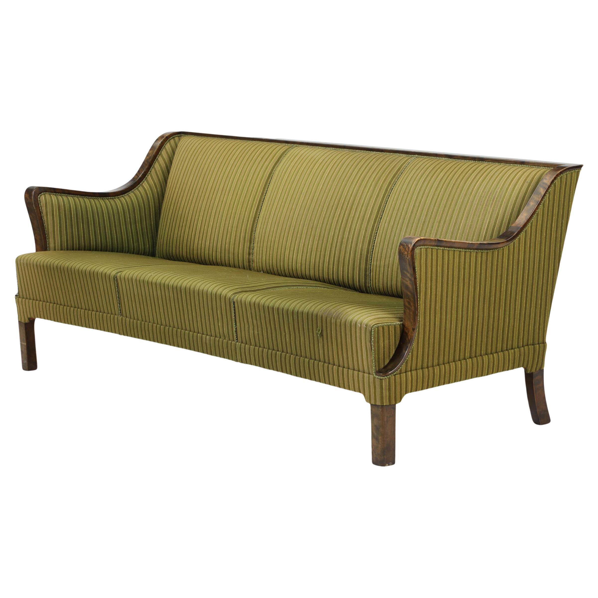Modern Danish 1950s Sofa with Stained Birch Frame by Frits Henningsen