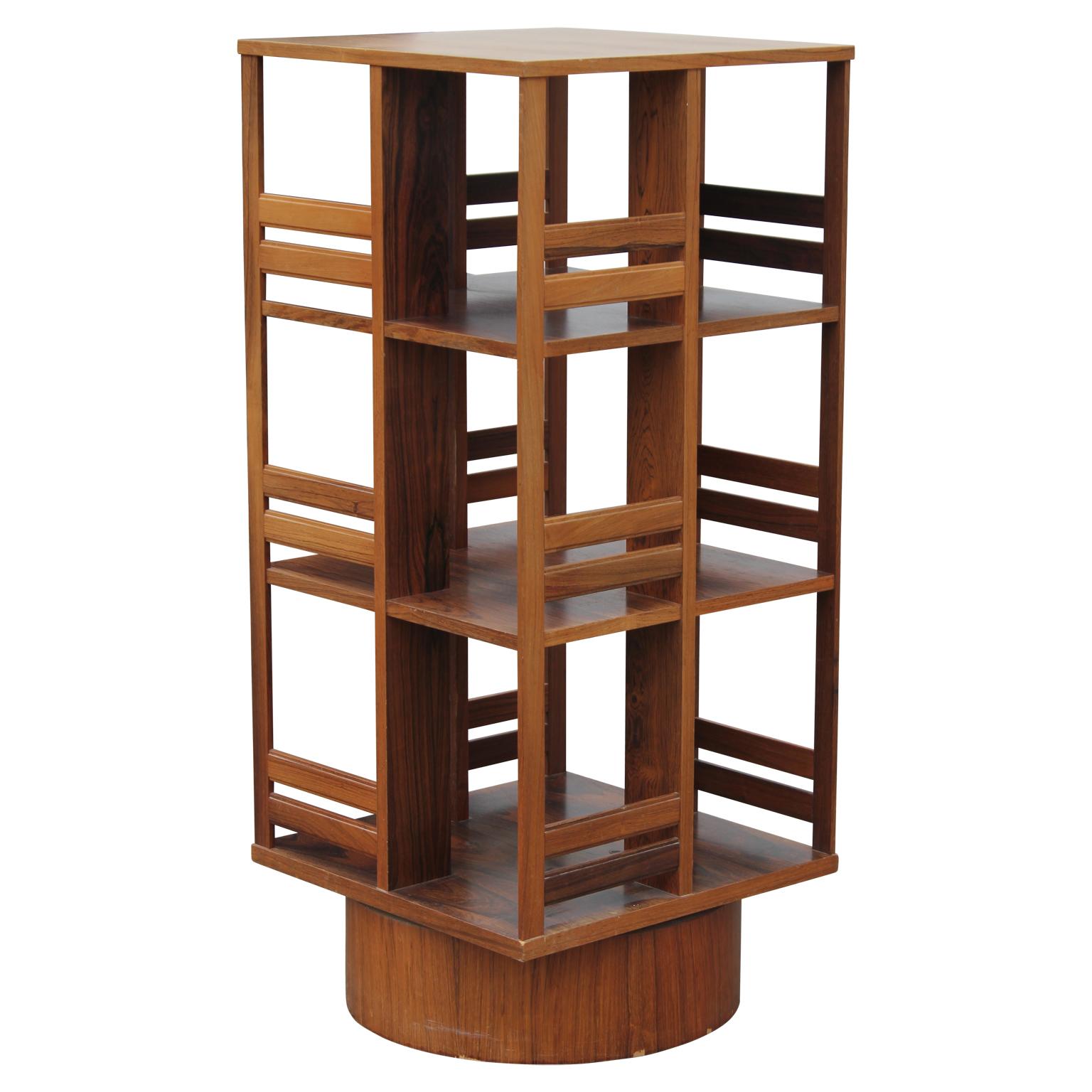 Mid-Century Modern Modern Danish Brazilian Rosewood Revolving Bookcase or Shelf