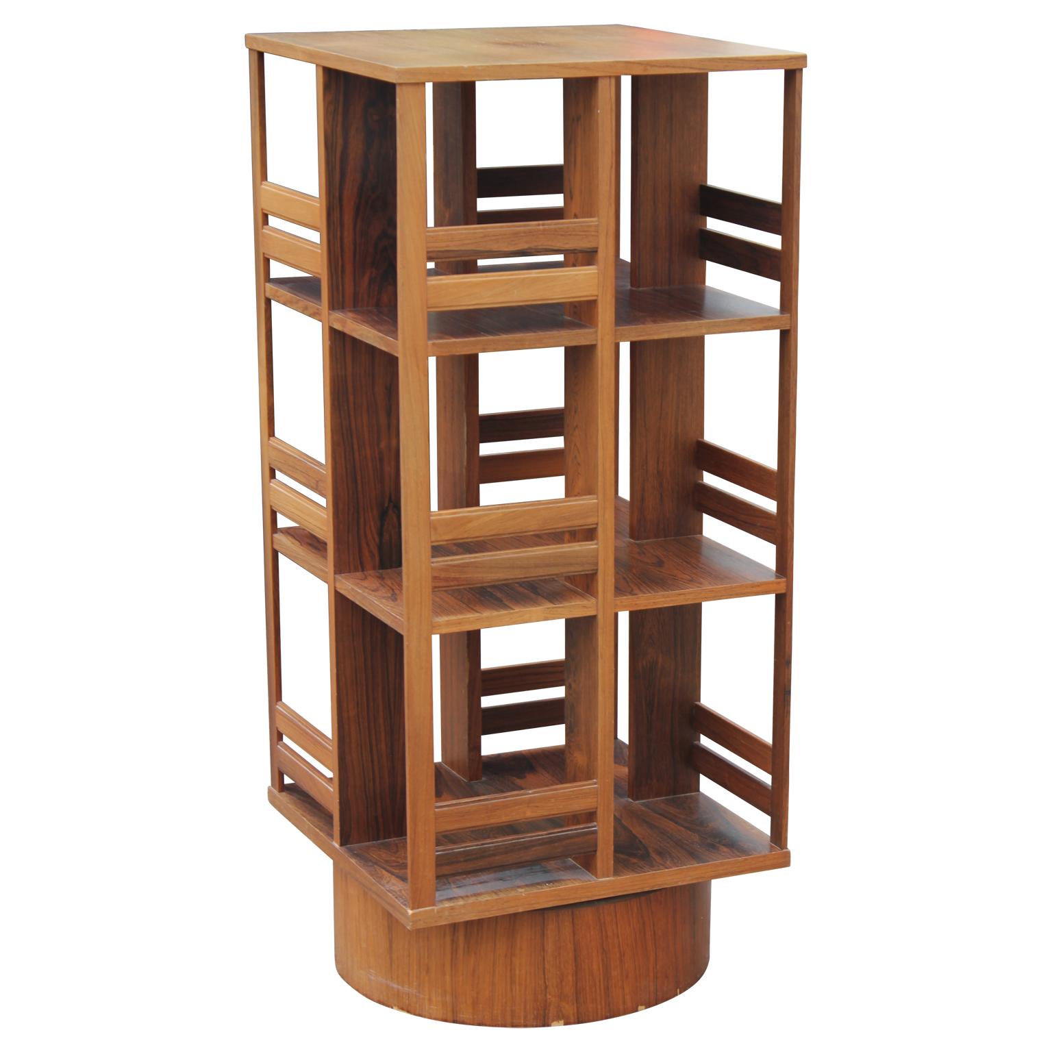 Modern Danish Brazilian Rosewood Revolving Bookcase or Shelf In Excellent Condition In Houston, TX