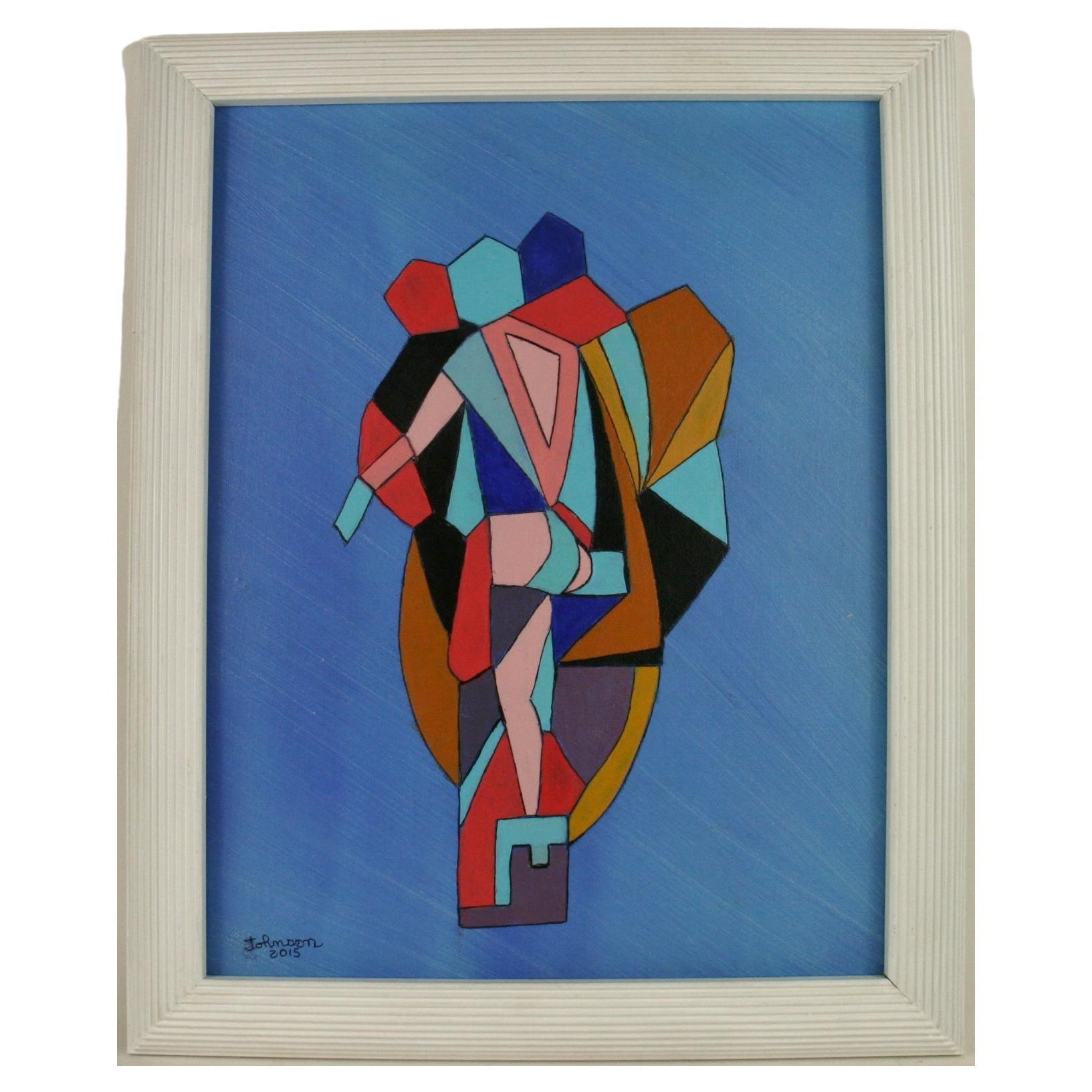 Modern Danish Cubic Figural Acrylic Painting by Johnson 2015