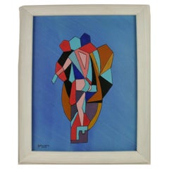 Modern Danish Cubic Figural Acrylic Painting by Johnson 2015