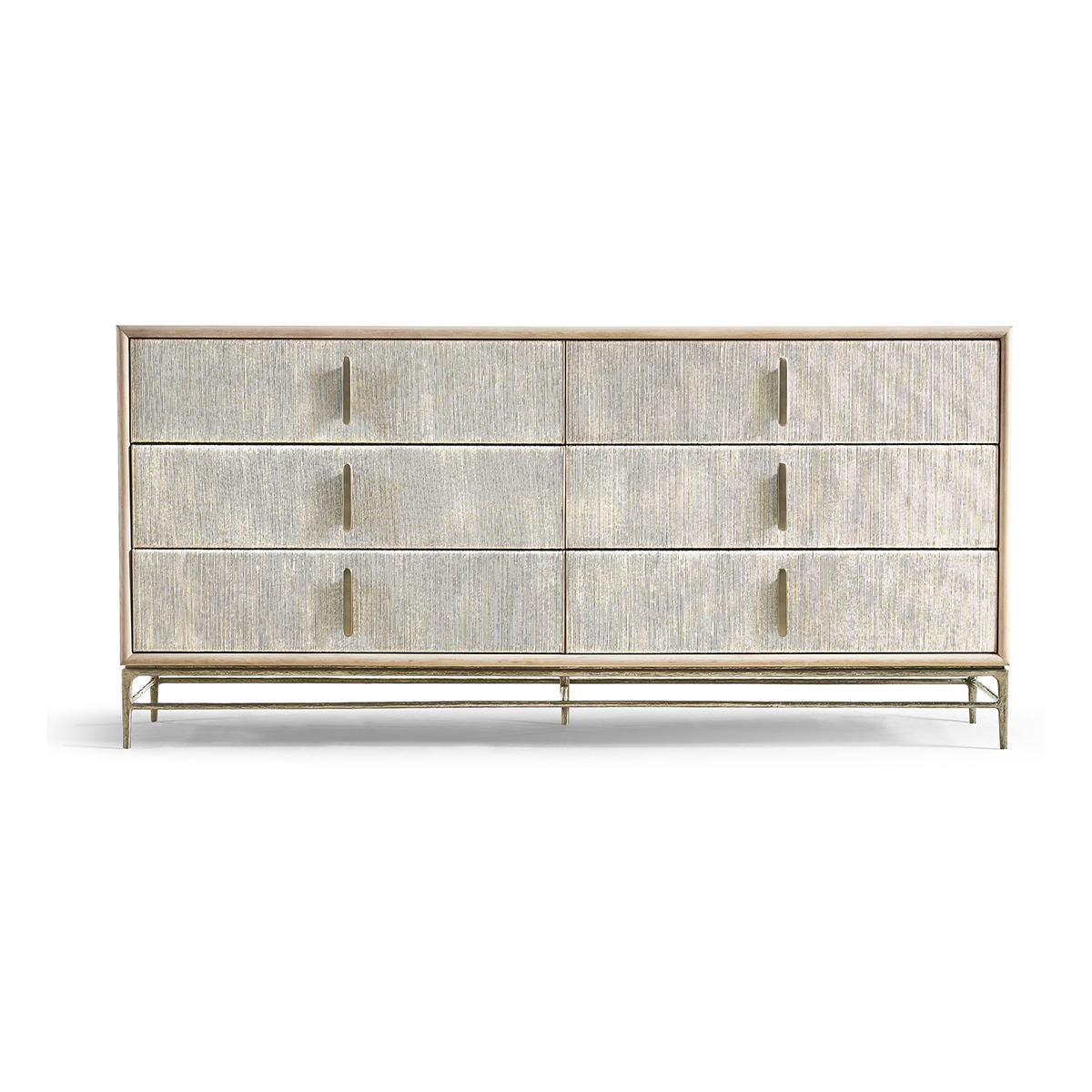 Modern Danish dresser, the stylish design, replete with six Danish cord-wrapped drawer fronts and bleached oak veneers adds style to the classic tone and feel of contemporary vision without shortcuts.

Cast stainless steel base and vertical