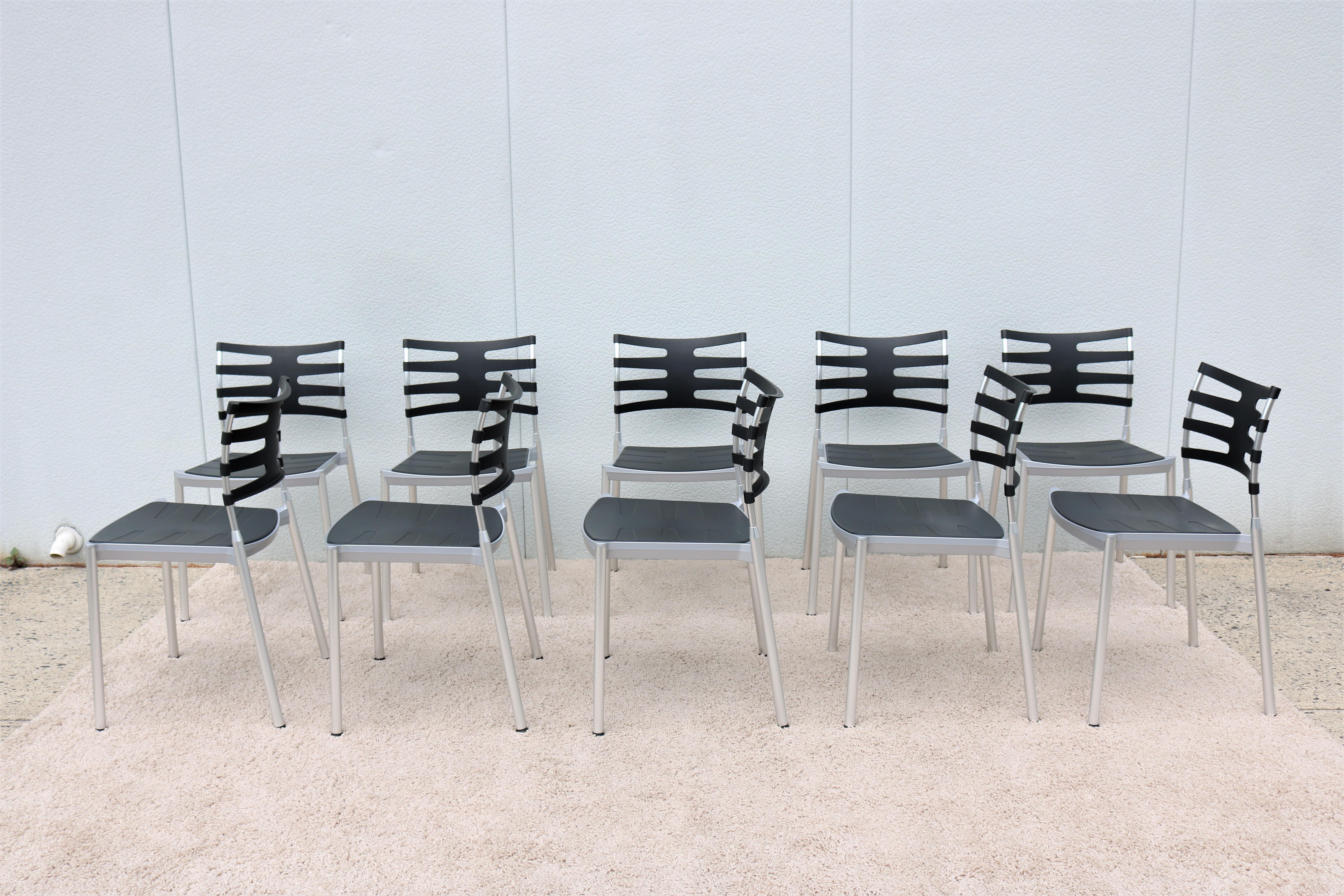 Moderne dänische Kasper Salto-Esszimmerstühle für Fritz Hansen für den Außenbereich, 10er-Set (Dänisch) im Angebot