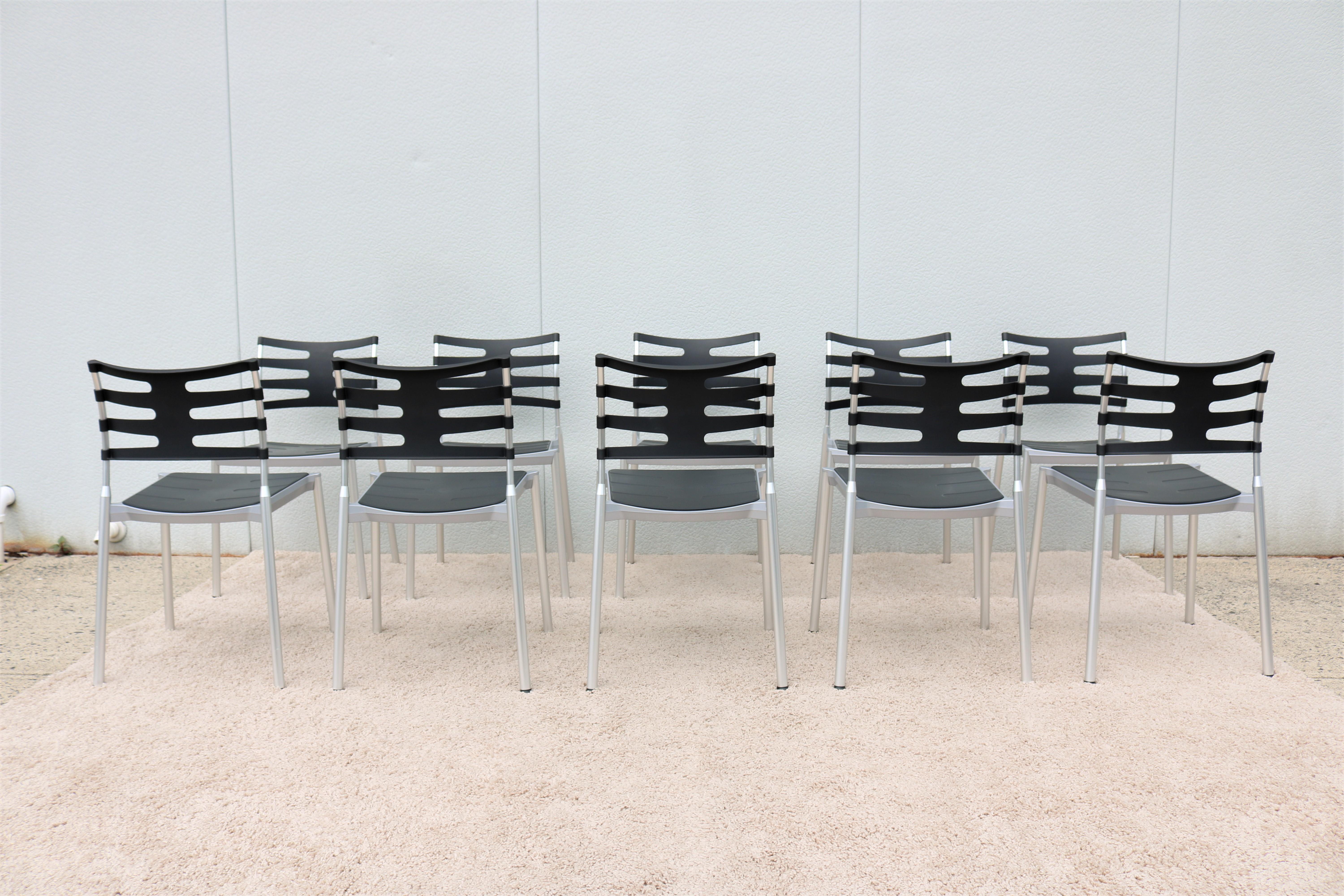 Chaises de salle à manger d'extérieur modernes danoises Kasper Salto pour Fritz Hansen, lot de 10 Bon état - En vente à Secaucus, NJ
