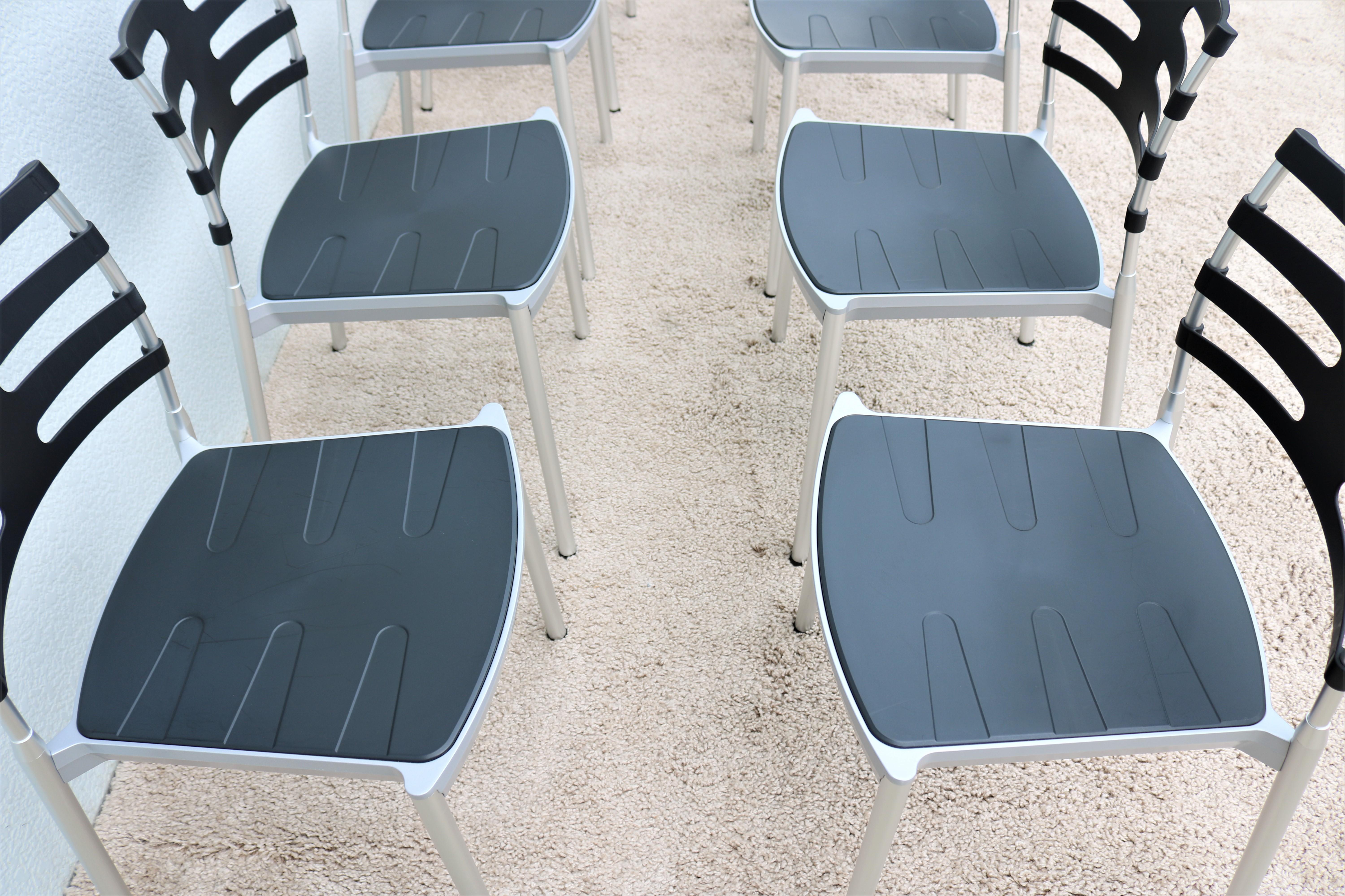 Aluminum Modern Danish Kasper Salto for Fritz Hansen Ice Outdoor Dining Chairs, Set of 10 For Sale