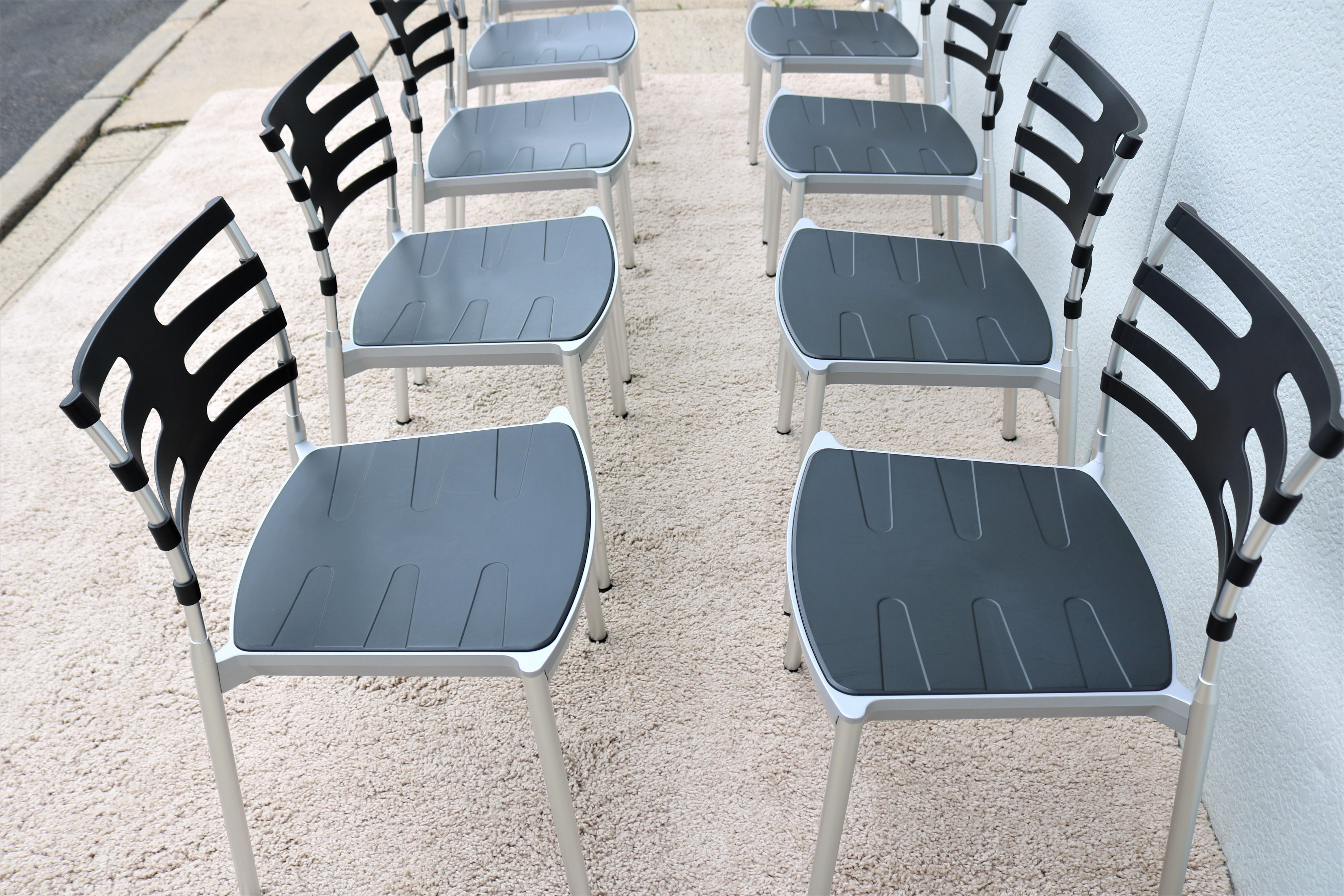 Aluminium Chaises de salle à manger d'extérieur modernes danoises Kasper Salto pour Fritz Hansen, lot de 10 en vente