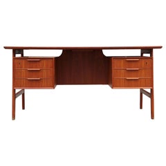 Modern Danish Model 75 Executive Desk in Teak by Gunni Omann for Omann Jun 1950