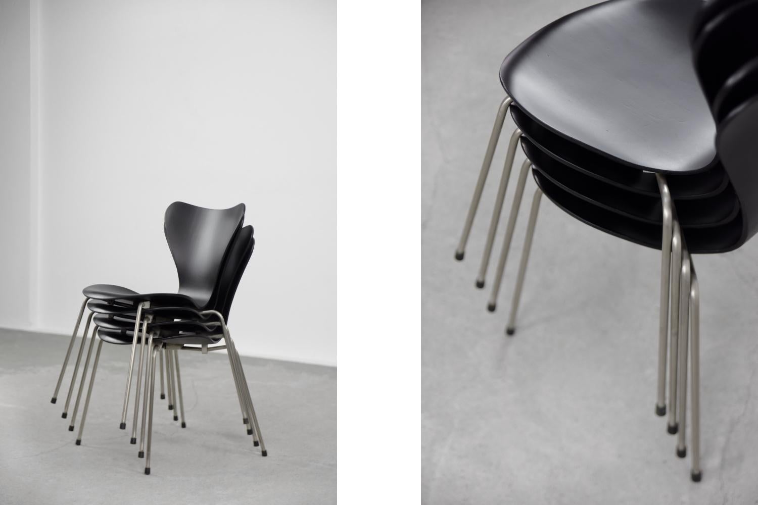 Metal Modern Danish Series 7 Chairs by Arne Jacobsen for Fritz Hansen, 1950s, Set of 4