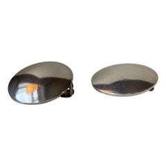 Boucles d'oreilles modernes danoises SIK en argent sterling en forme de disque de « Silversmithy in Kolding »