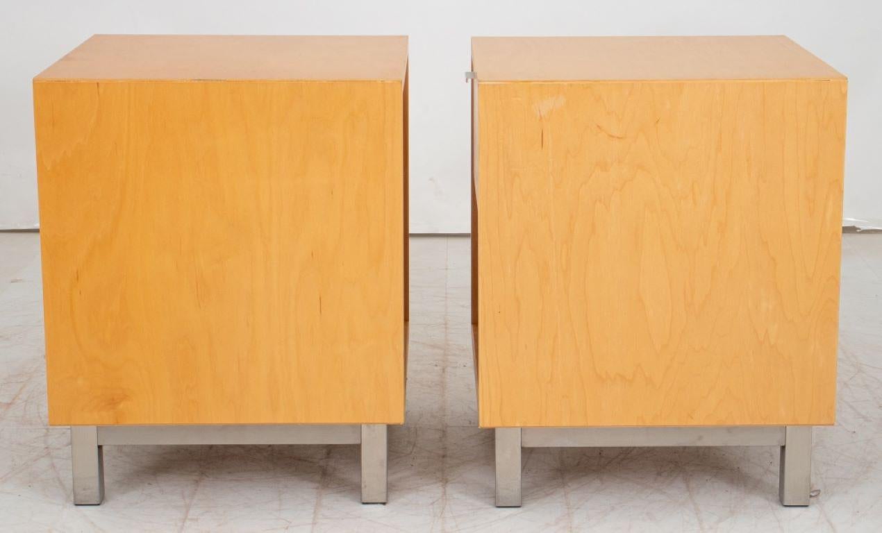 Modern Danish Style Blonde Wood End Tables, Pair For Sale 1