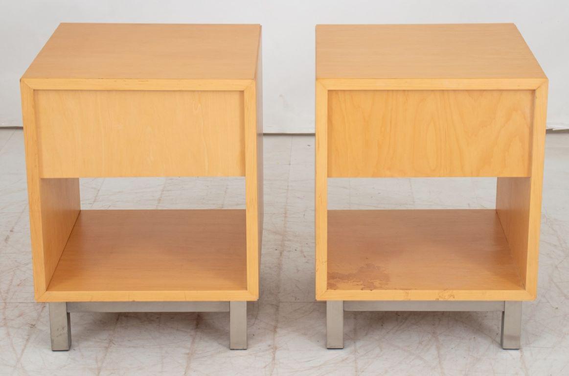Modern Danish Style Blonde Wood End Tables, Pair For Sale 3