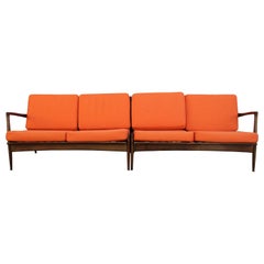 Modern Danish Style Orange 2-Piece Sectional Sofa Kofod Larsen