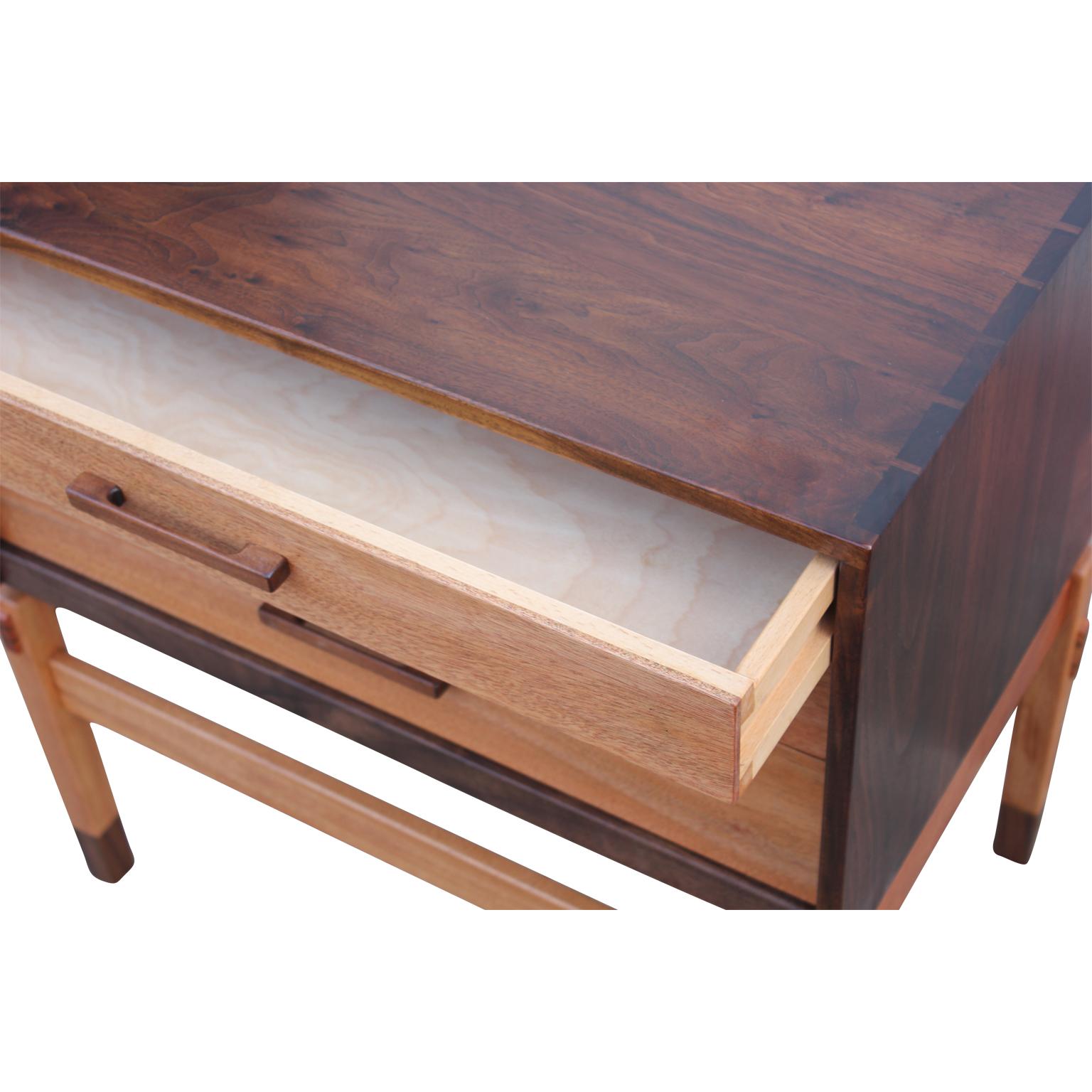 Contemporary Modern Danish Style Two Tone Walnut Nightstand / Small Chest by Norm Stoeker