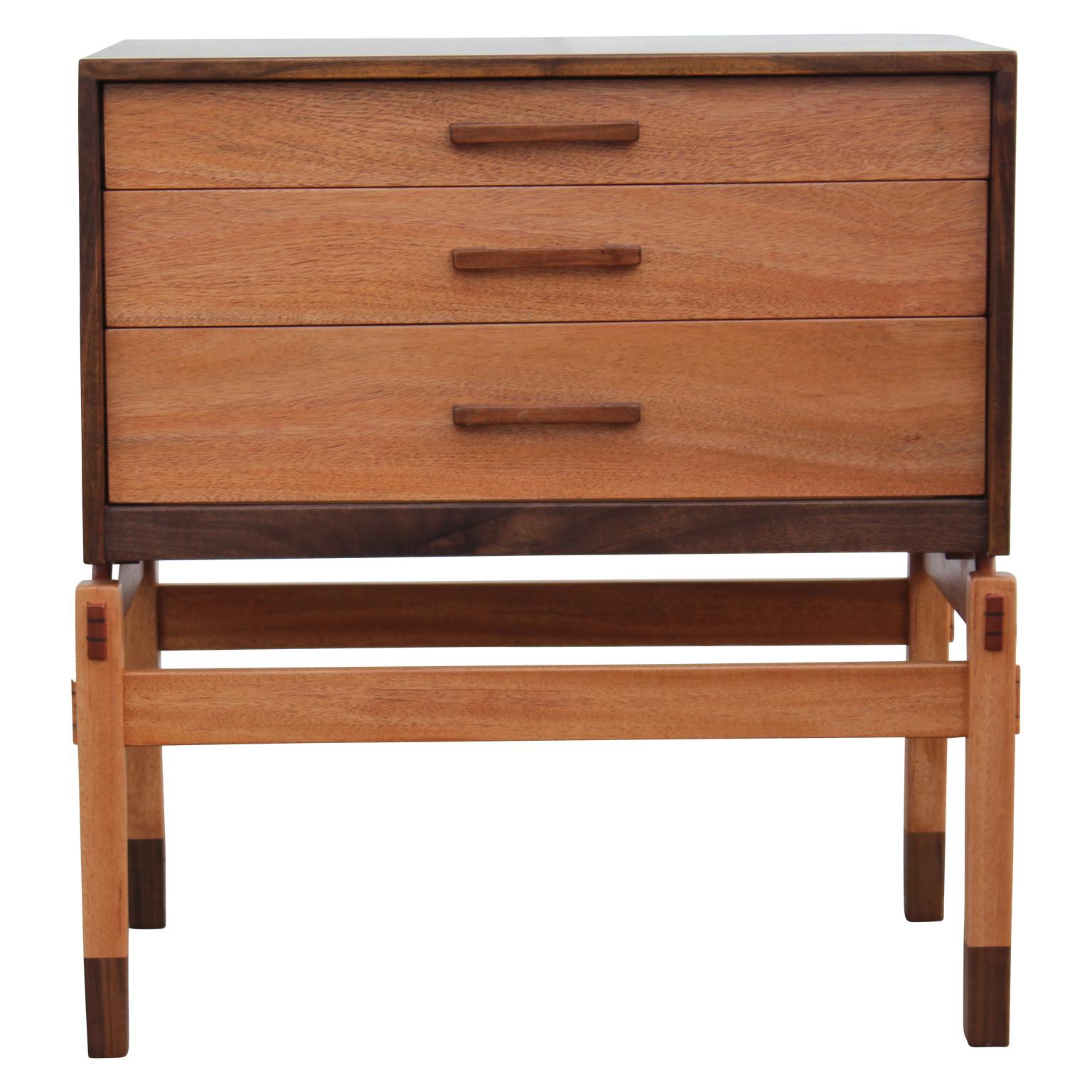 Modern Danish Style Two Tone Walnut Nightstand / Small Chest by Norm Stoeker