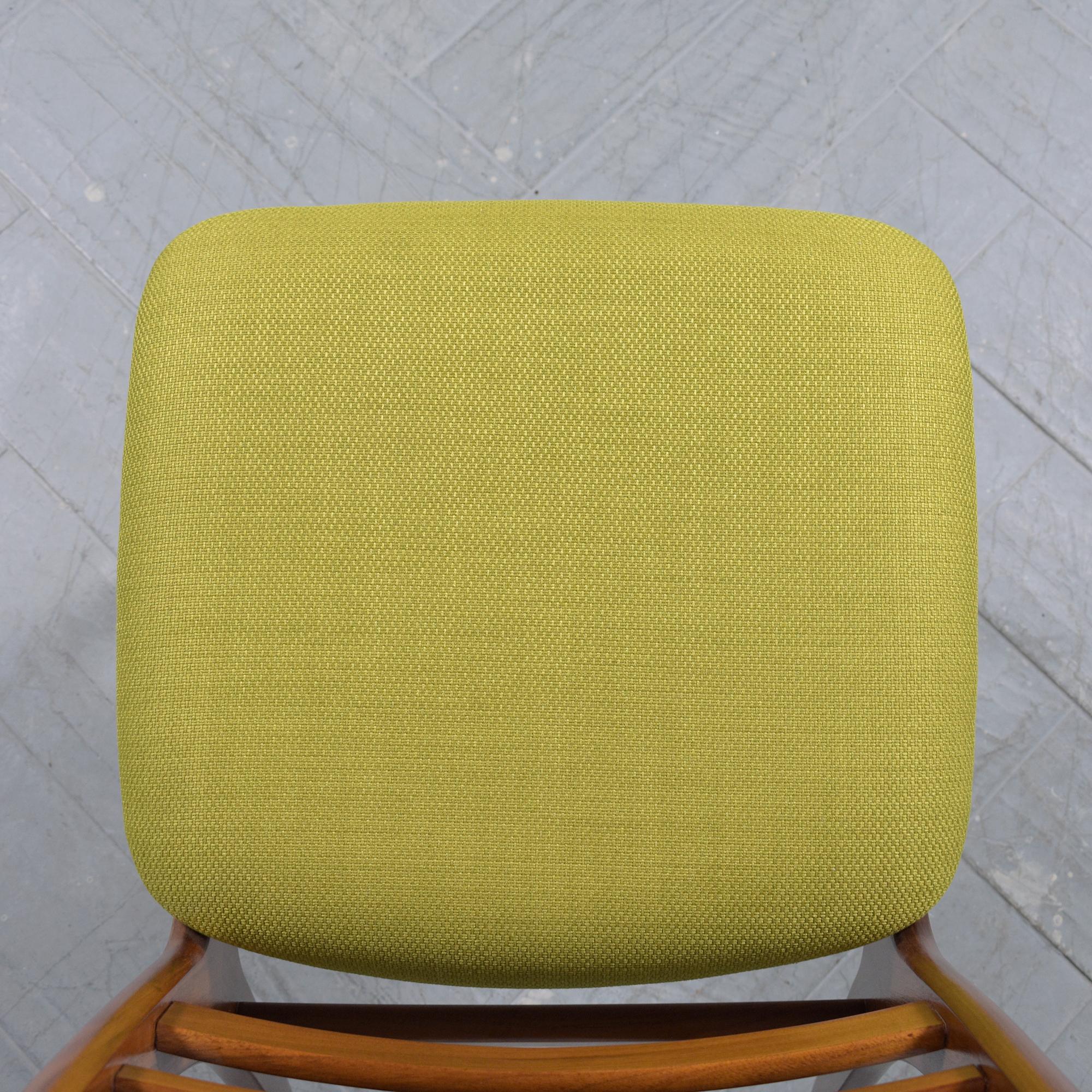 1960s Danish Modern Teak Chair in Walnut Finish with Green Fabric Upholstery For Sale 2