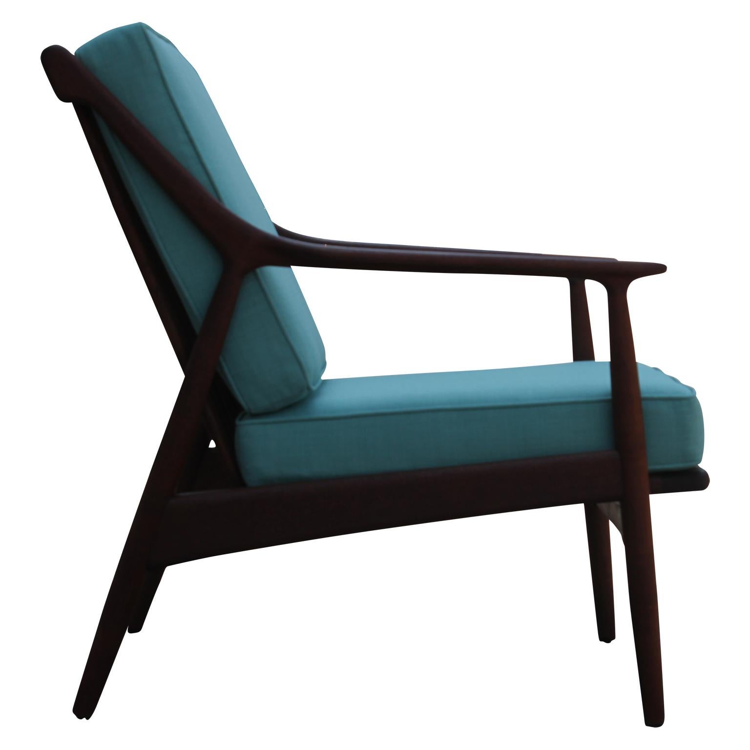 Mid-Century Modern Modern Danish Teak Spindle Back Lounge Chair in Turquoise by Jason Ringsted