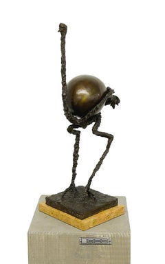 Modern Dark Bronze Ostrich Sculpture in Patinated Bronze