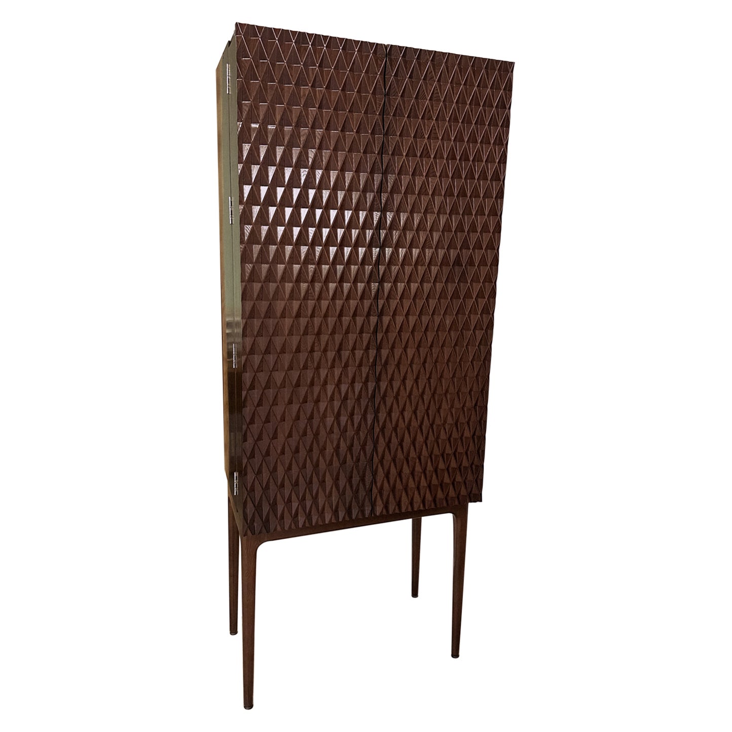 Modern Dark Brown Ash Solid Wood Bar Cabinet For Sale