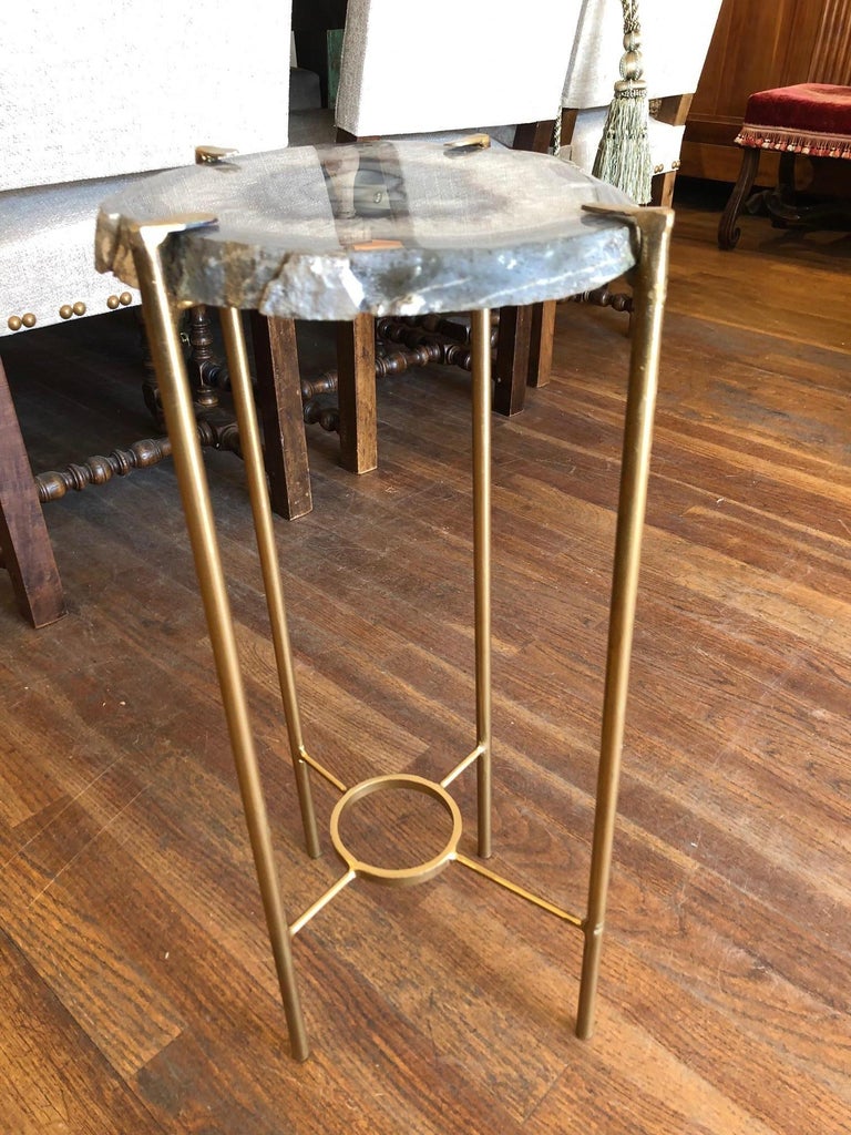 Modern Dark Gray and White Quartz End Table at 1stDibs