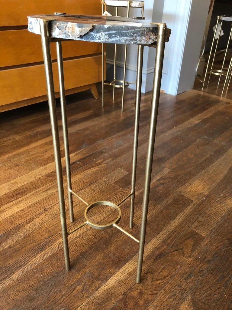 Modern Dark Gray and White Quartz End Table at 1stDibs