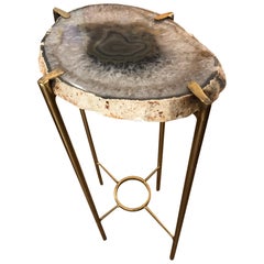 Modern Dark Gray and White Quartz End Table