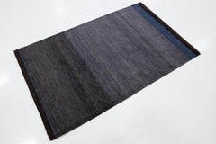 Modern Hand-Knotted Wool Rug, Dark Gray Stripes, 8' x 10', Nepal