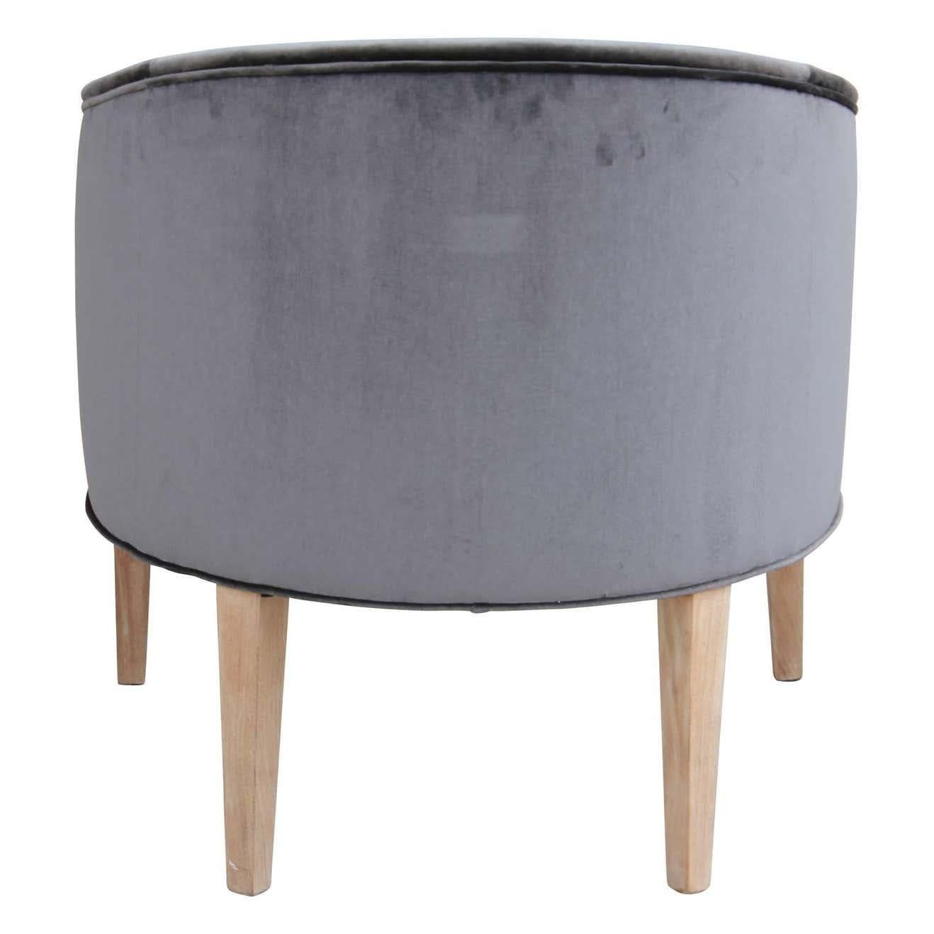Mid-Century Modern Modern Dark Grey Velvet Barrel Back Lounge Chair