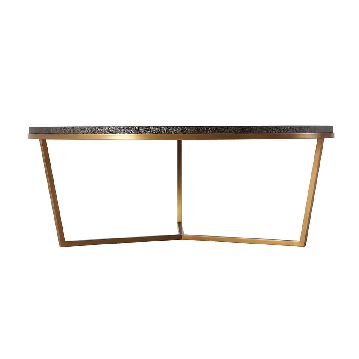 Mid-Century Modern Modern Dark Leather Top Coffee Table For Sale