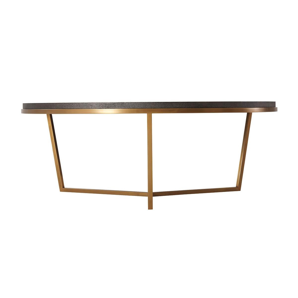 Vietnamese Modern Dark Leather Top Coffee Table For Sale