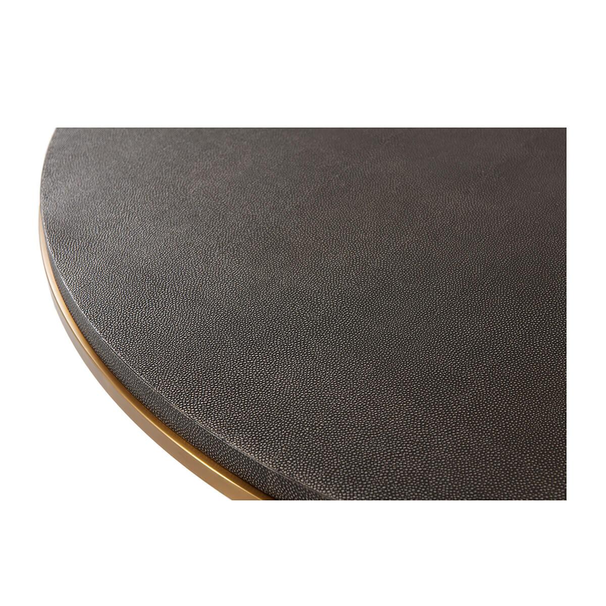 Contemporary Modern Dark Leather Top Coffee Table For Sale