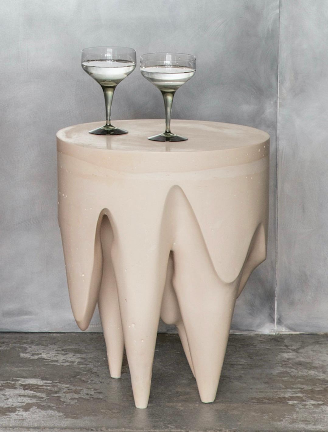 Plaster Modern Dark Matter Custom Colors Side Table Small by Studio S II Cast Gypsum For Sale