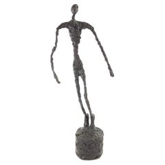Modern Dark Patinated Bronze Falling Man Figure Sculpture