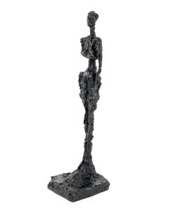 Modern Dark Patinated Bronze Standing Woman Sculpture