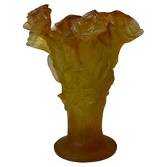 Modern Daum France Glass Roses Vase