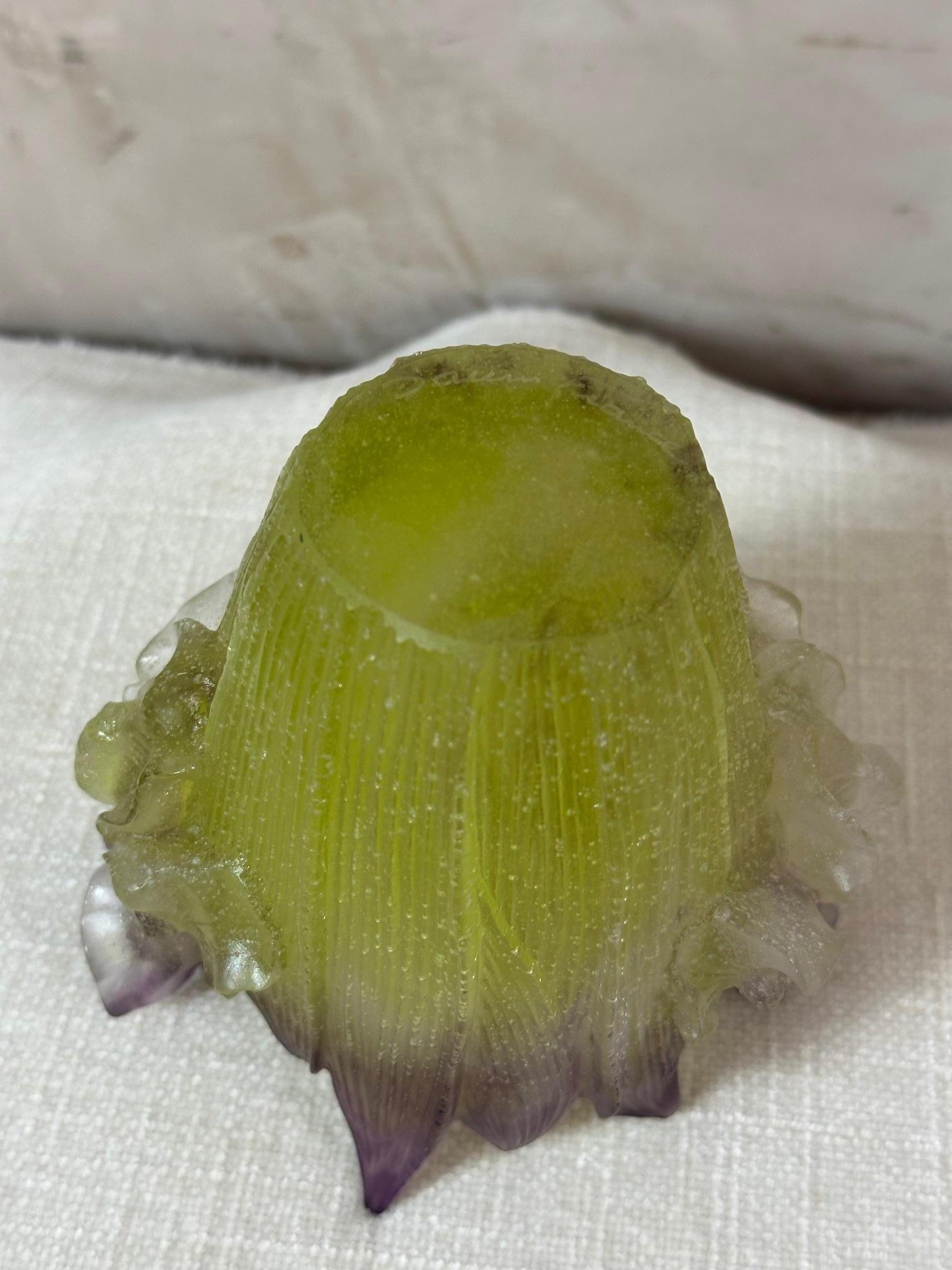 Ciotola moderna Daum France con Iris e Foglie in Pate de verre in vendita 6