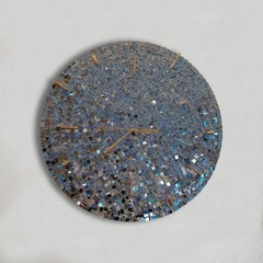 Horloge ronde moderne Davide Medri pour Dilmos avec carreaux de mosaïque en feuilles d'or