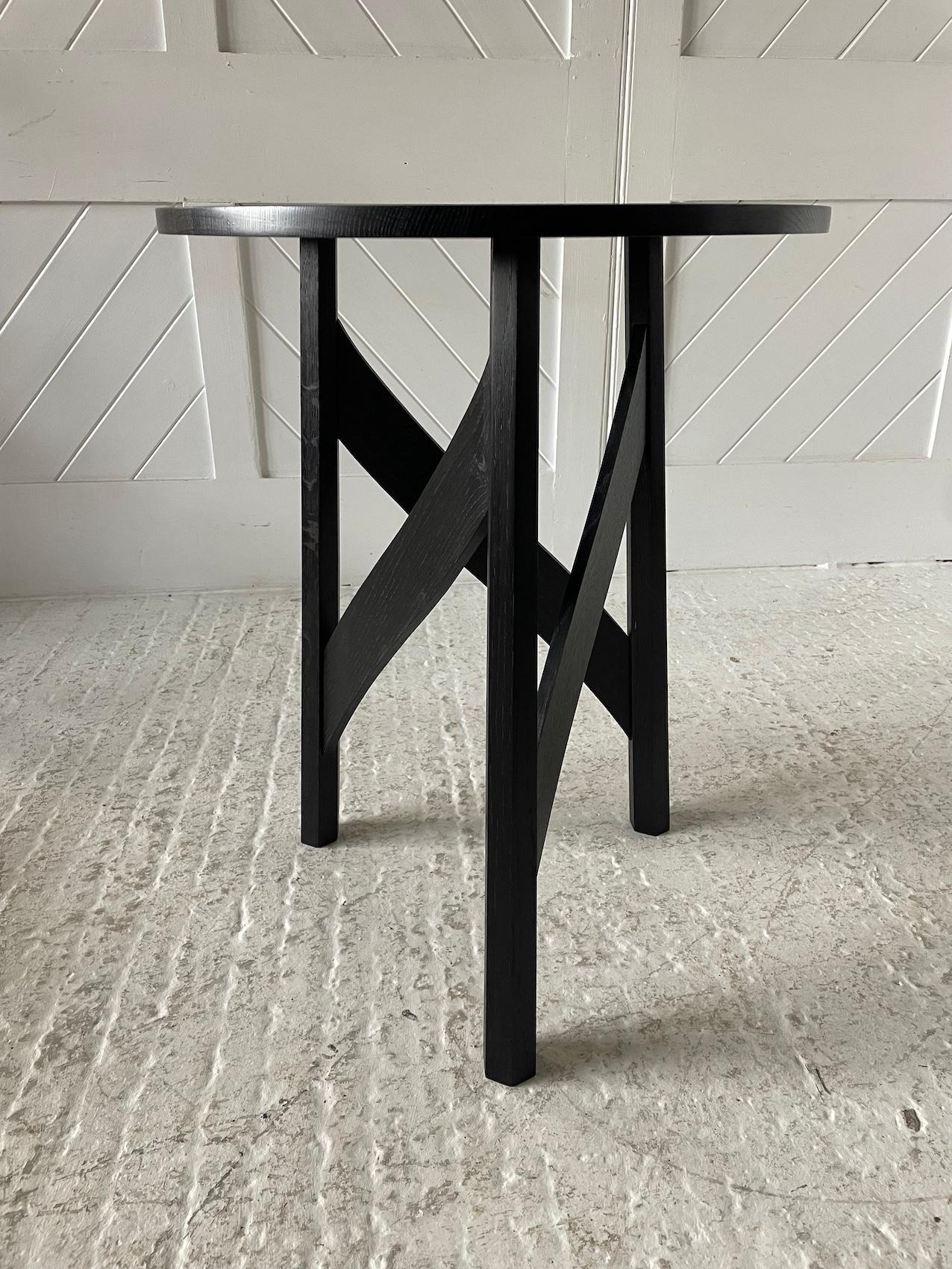 Ebonized Modern Day Craftsman Made Oak Circular Top Table For Sale