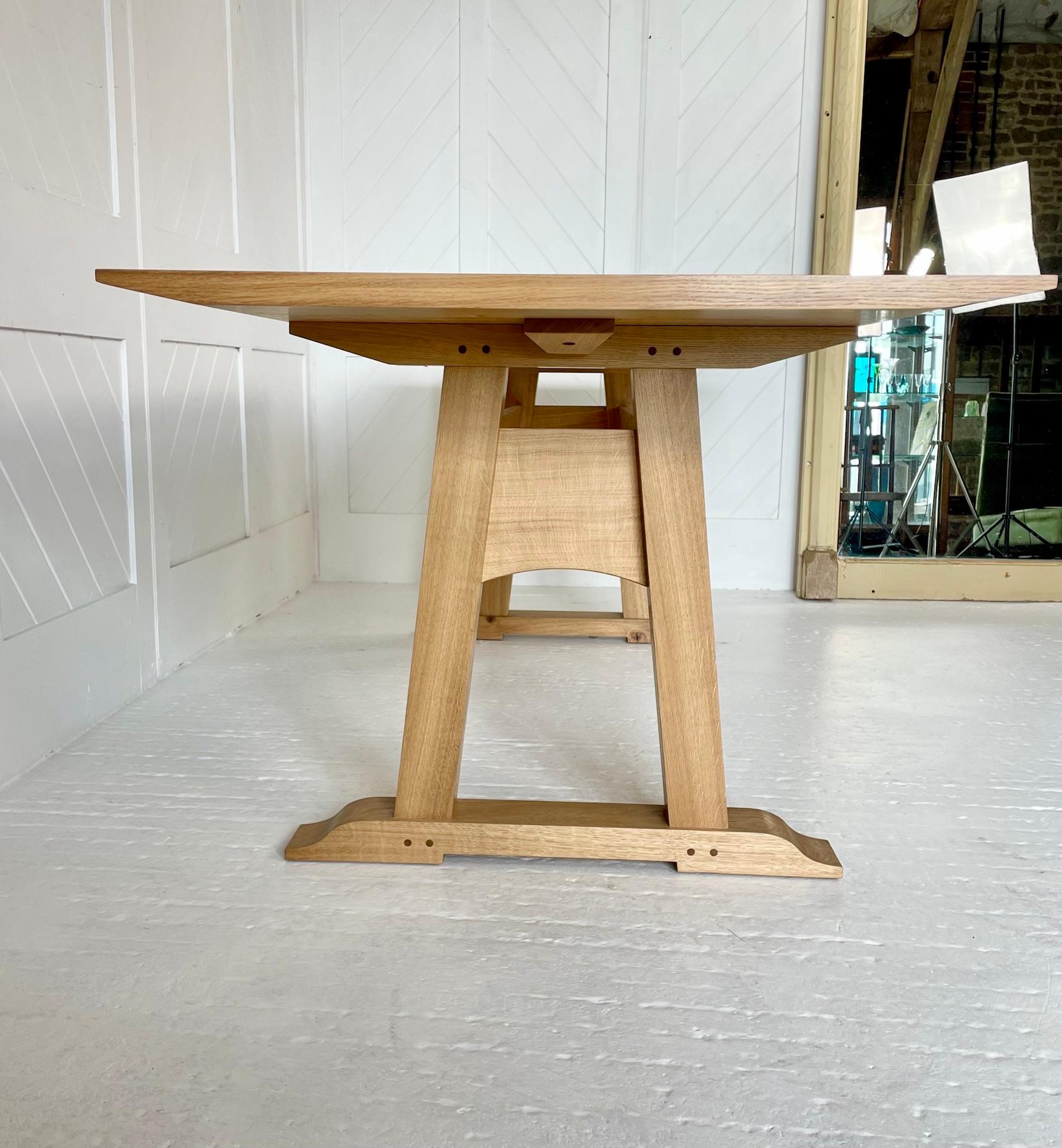 Arts and Crafts Modern Day Hand Made Oak Refectory Table For Sale
