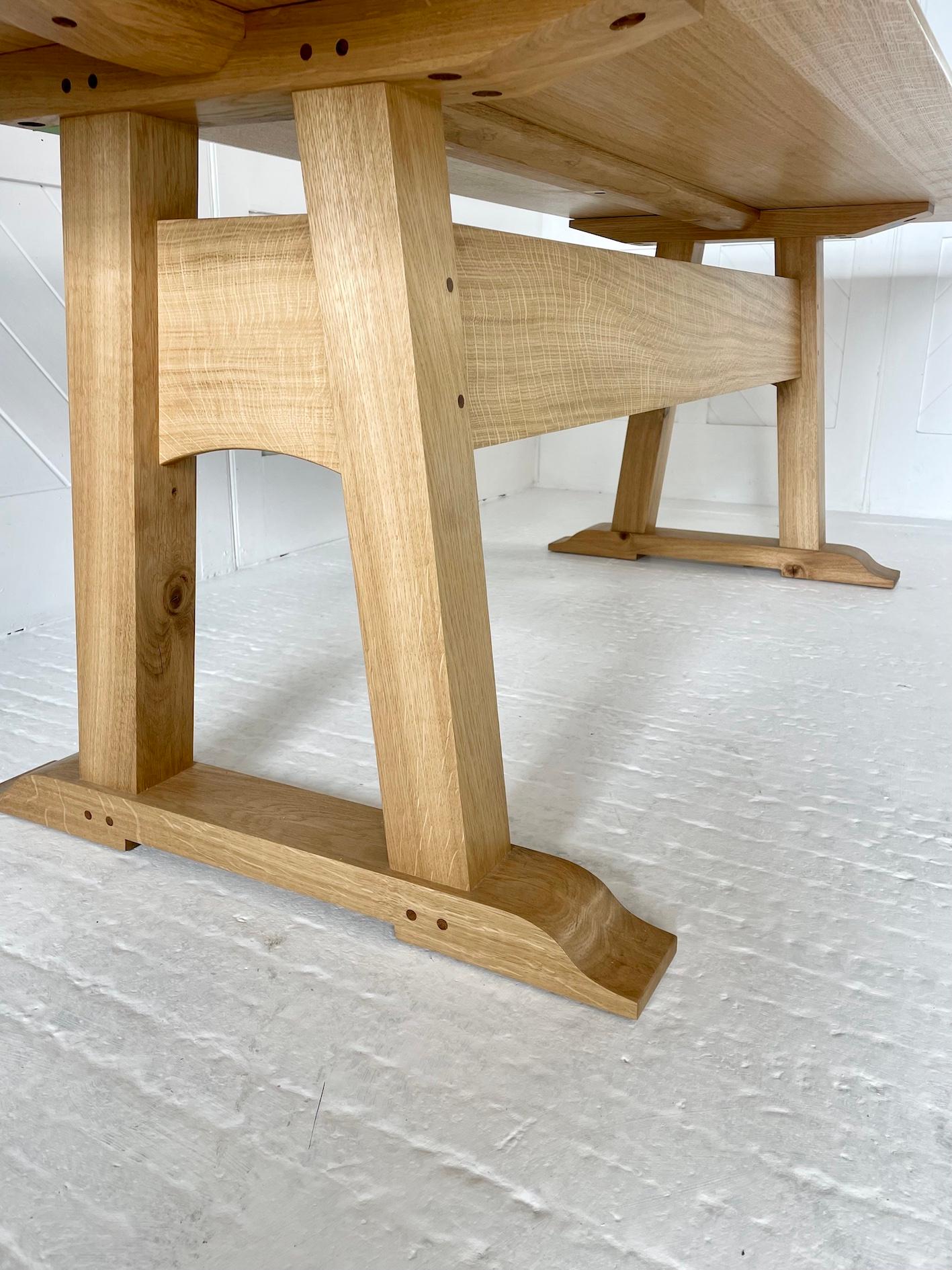 English Modern Day Hand Made Oak Refectory Table For Sale