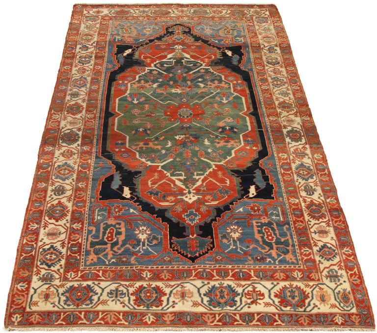 Modern Day Persian Rug Serapi Design with Large Tribal Shield Motif at ...
