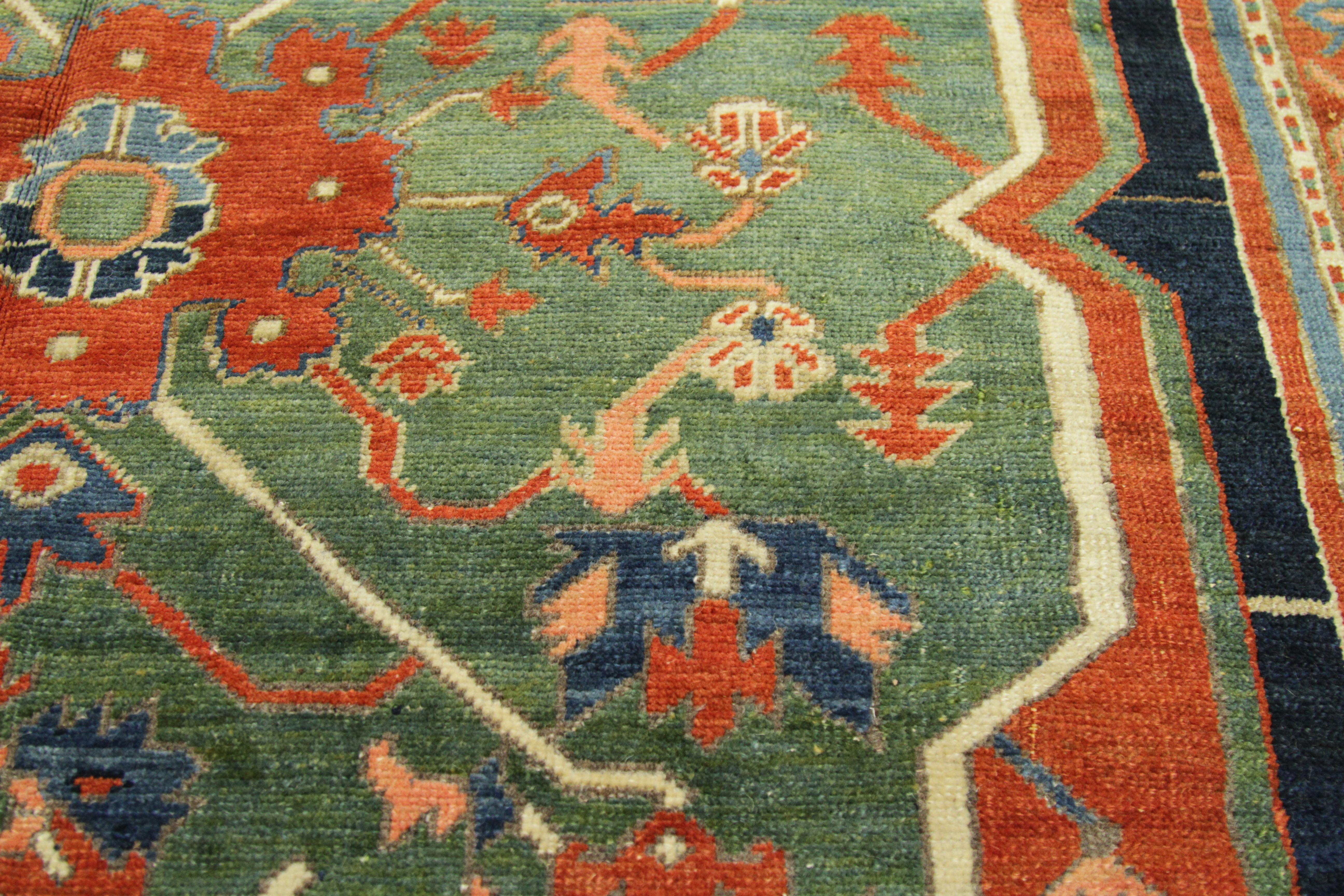 Modern Day Persian Rug Serapi Design with Large Tribal Shield Motif 2
