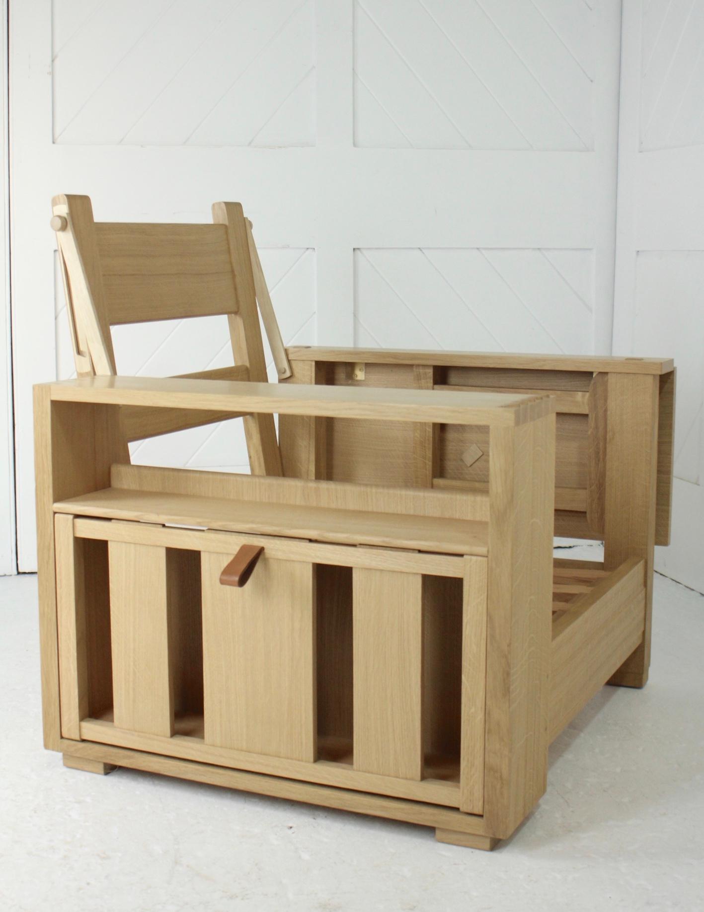 Chêne Chaise de bibliothèque moderne faite à la main Day Zeno en vente