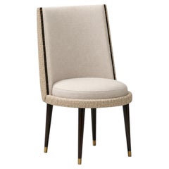 Modern De Castro Champagne Jacquard Dining Chair, Handmade by Greenapple