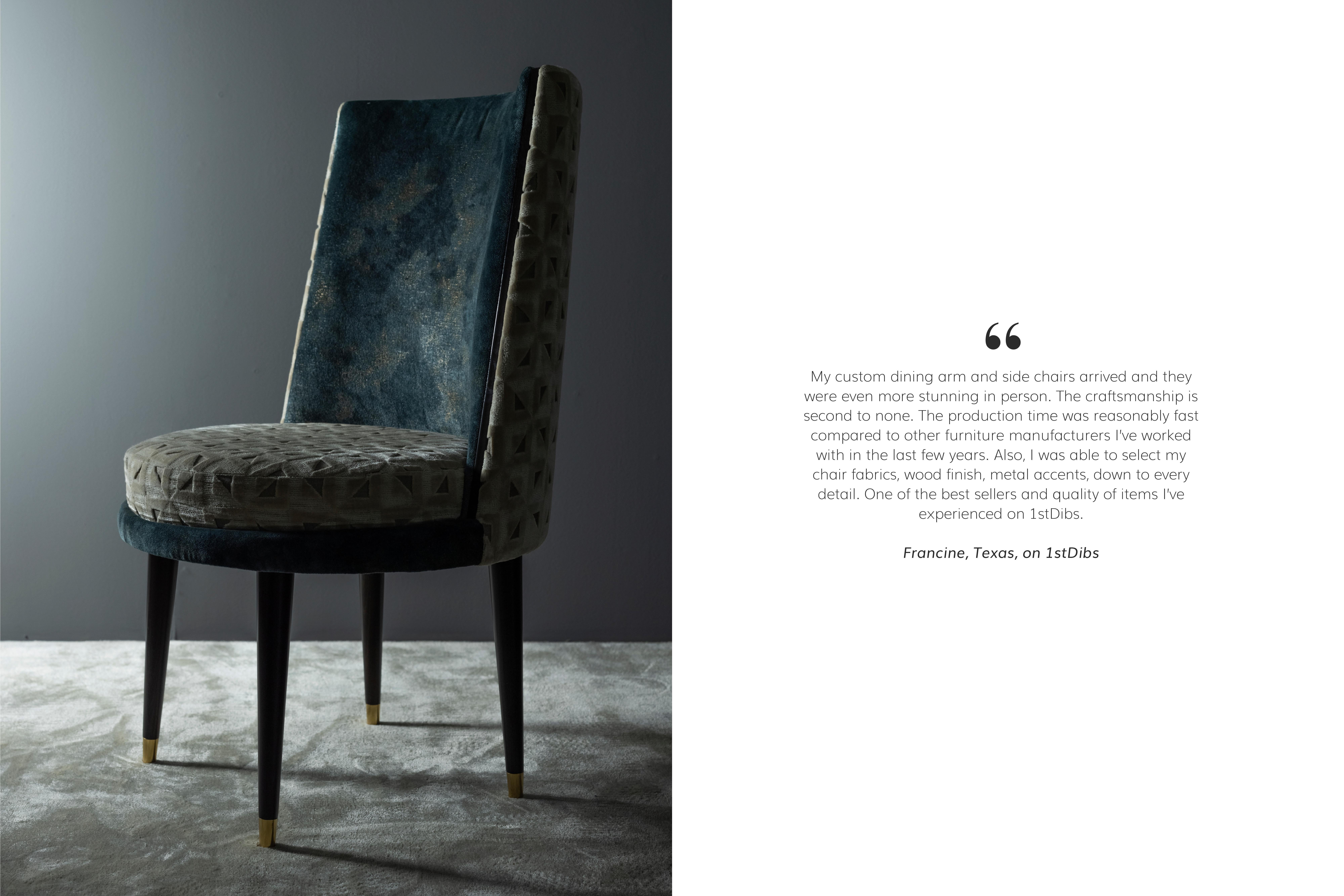 Modern De Castro Dining Chair, Dark Blue, Velvet Handmade Portugal by Greenapple In New Condition For Sale In Lisboa, PT