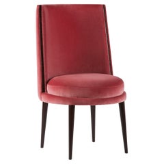 Modern De Castro Dining Chair, Ruby Pink Velvet, Handmade Portugal by Greenapple
