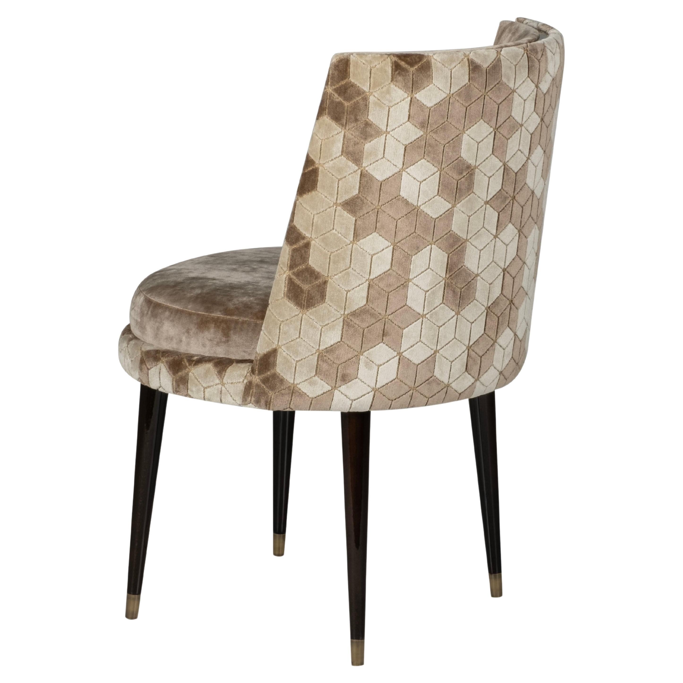 Chaises de salle à manger modernes De Castro, velours camel, fabriquées à la main au Portugal par Greenapple en vente