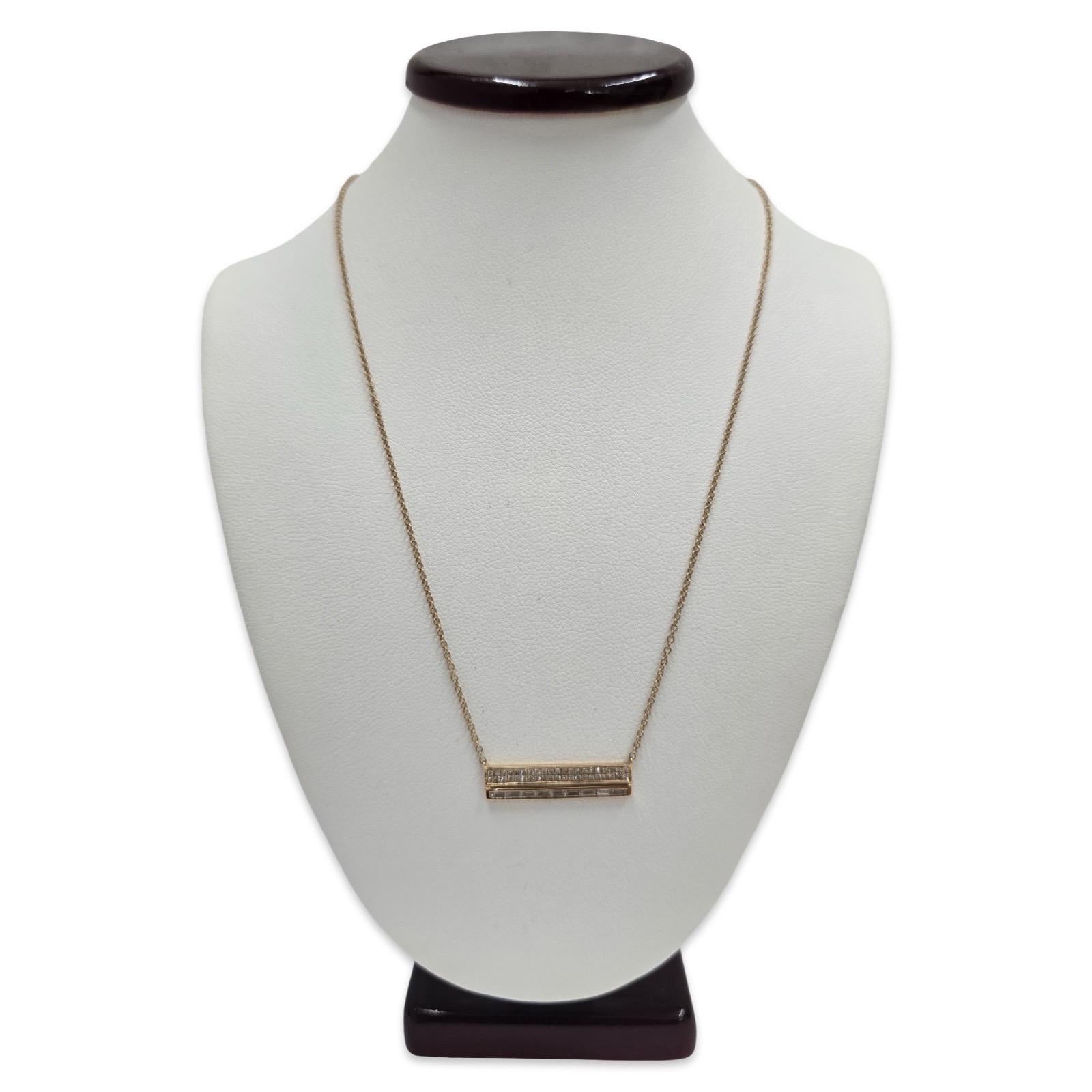 Collana Modern Deco in oro rosa 18 carati con diamanti a barre da 0,66 tcw con tagli rotondi e smeraldo In condizioni ottime in vendita a Miami, FL