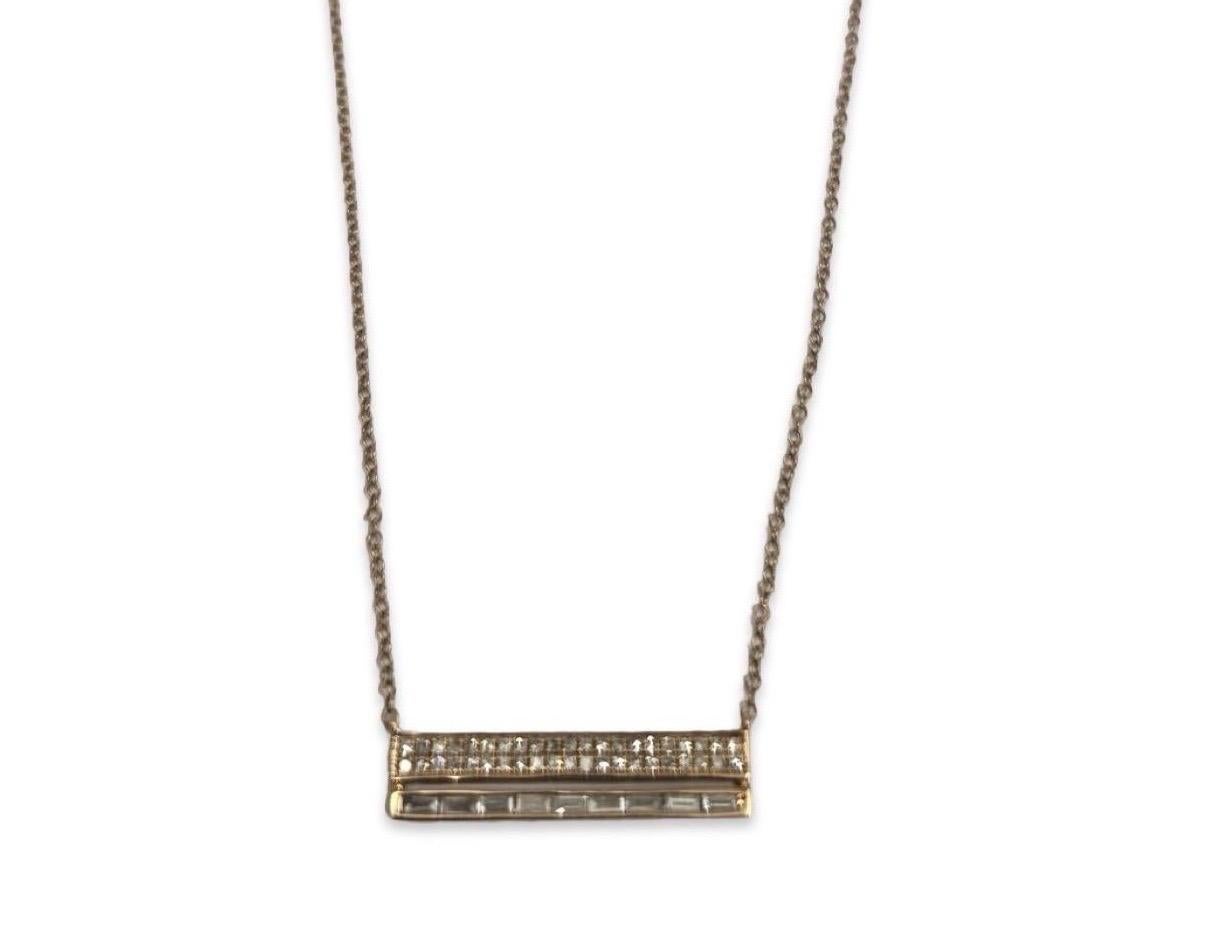 Collana Modern Deco in oro rosa 18 carati con diamanti a barre da 0,66 tcw con tagli rotondi e smeraldo in vendita 2